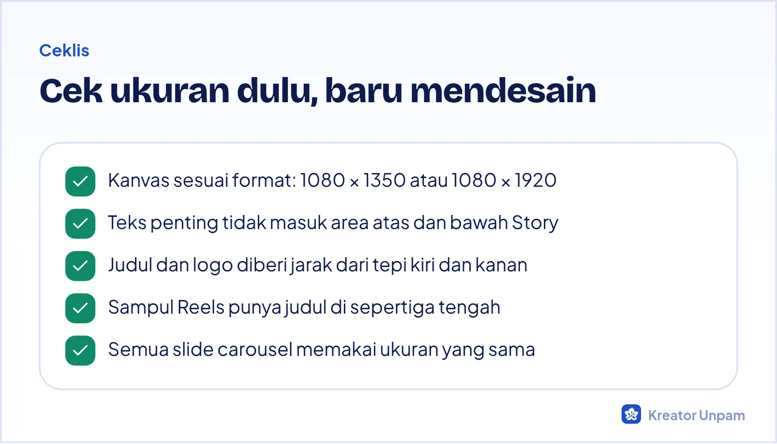 Ceklis ukuran dan area aman sebelum mulai mendesain konten Instagram
