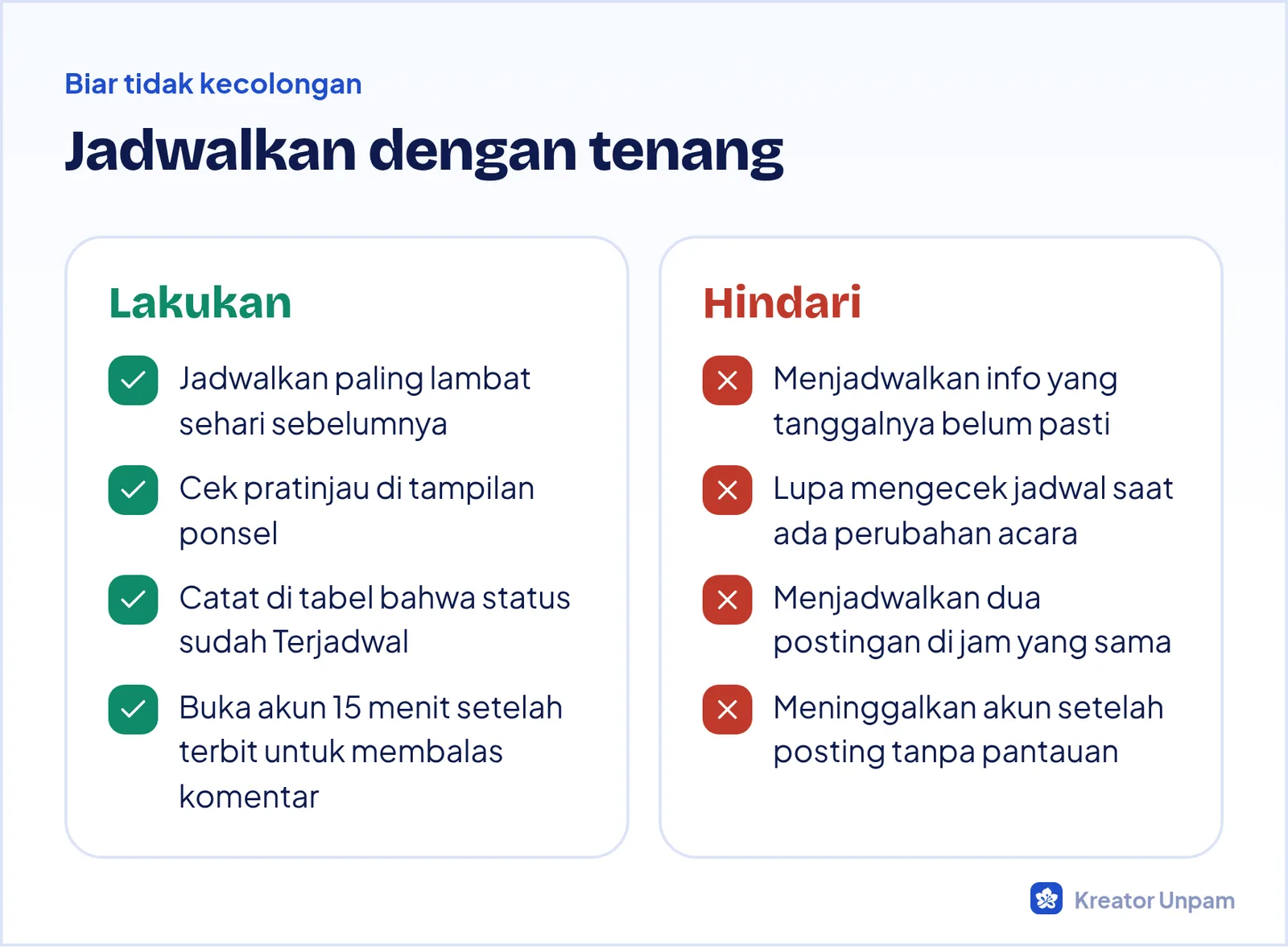 Hal yang sebaiknya dilakukan dan dihindari saat menjadwalkan postingan